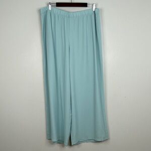 Eileen Fisher Pants Womens XL Baby Blue Silk Georgette Wide Leg Wedding MOB
